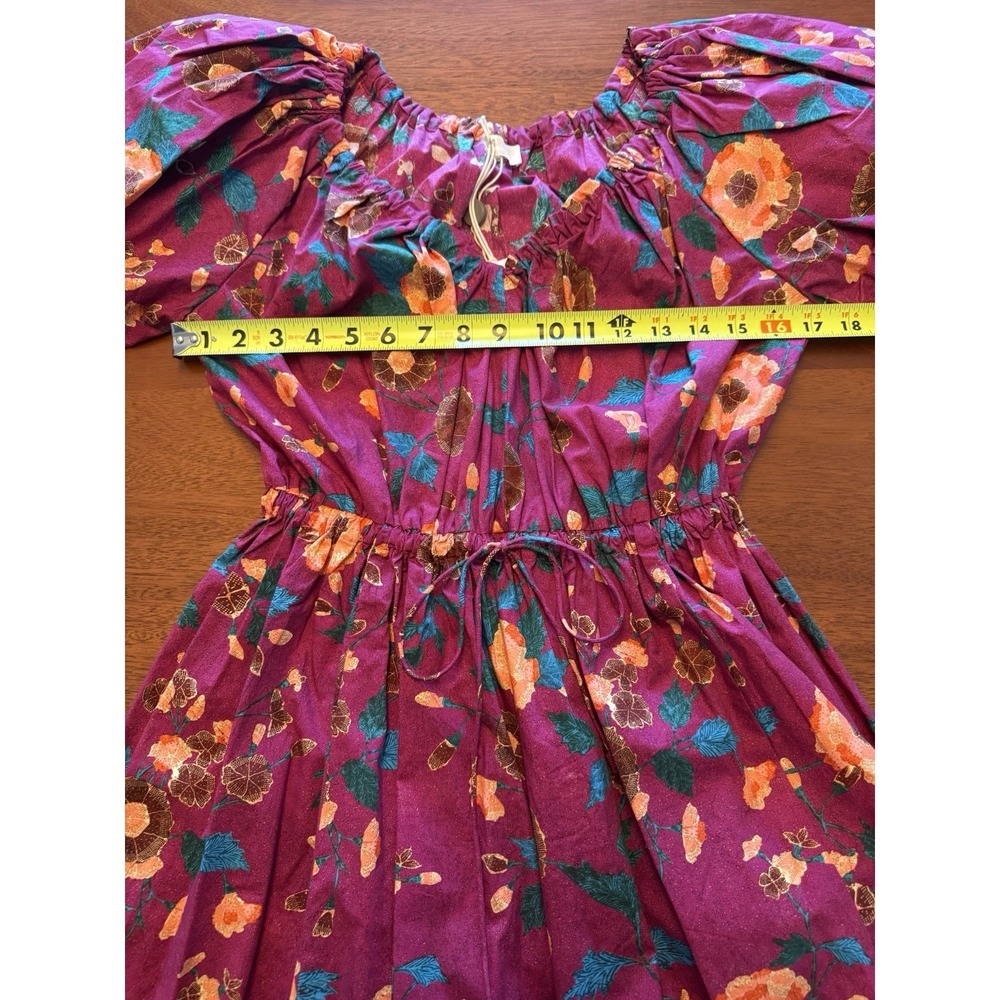 Ulla Johnson Vika Midi Dress Size 2 Ruby Floral Cotton Poplin Puff Sleeve NWT - Picture 7 of 14